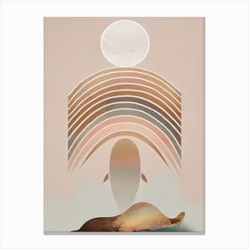 Whale and Full Moon - Abstract Minimal Boho Beach Canvas Print