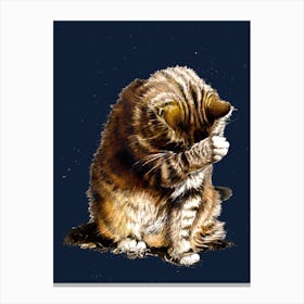 Small Fry The Cat On Midnight Blue Canvas Print