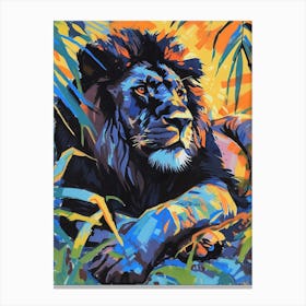 Black Lion Resting In The Sun Fauvist Painting 2 Canvas Print