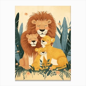 Barbary Lion Family Bonding Illutration 1 Canvas Print