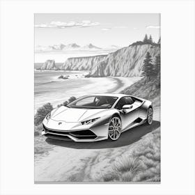 Lamborghini Huracan Coastal Line Drawing 3 Canvas Print