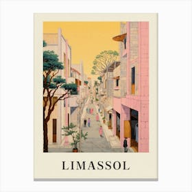 Limassol Cyprus 1 Vintage Pink Travel Illustration Poster Canvas Print