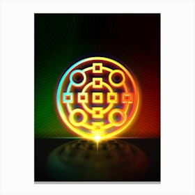 Neon Geometric Glyph in Watermelon Green and Red on Black n.0253 Canvas Print