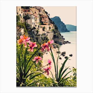 Amalfi Coast, Flower Collage 4 Canvas Print