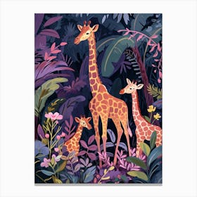 Giraffe In The Leaves Colourful Pattern 2 Canvas Print