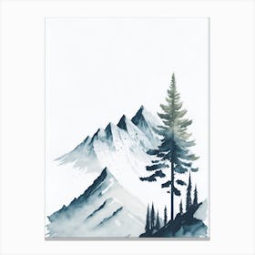 Mountain And Forest In Minimalist Watercolor Vertical Composition 54 Canvas Print