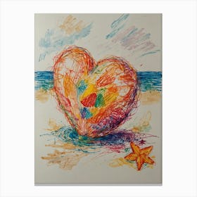 Heart On The Beach 6 Canvas Print