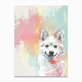 Pastel Spitz Dog Pastel Line Illustration  2 Canvas Print