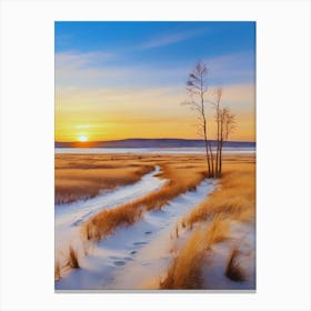 Sunset In The Snow 1 Canvas Print