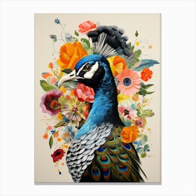 Bird With A Flower Crown Peacock 1 Canvas Print