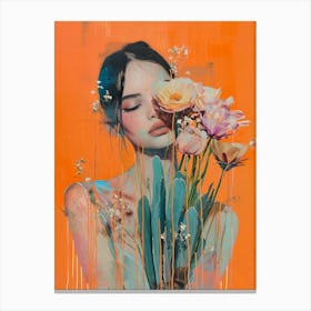 Girl With Flowers 1 Canvas Print