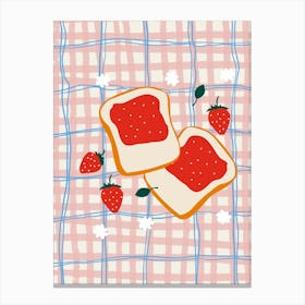 Food Illustration Strawbery Jam Toast Preppy Contemporary Kitchen Canvas Print