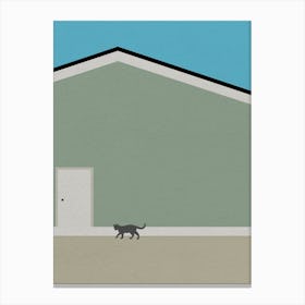 Minimal art Cat In Front Of A Building Canvas Print