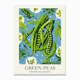 Marche Aux Legumes Green Peas Summer Illustration 3 Canvas Print
