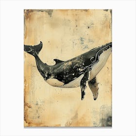 Vintage Whale Kitsch Collage 3 Canvas Print