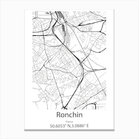 Ronchin,France Minimalist Map Canvas Print