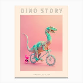 Pastel Toy Dinosaur On A Bike 2 Poster Canvas Print