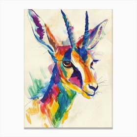Gazelle Colourful Watercolour 1 Canvas Print