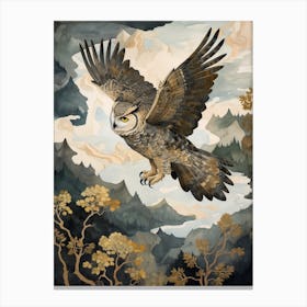 Great Horned Owl 3 Gold Detail Painting Canvas Print