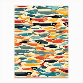 Sardines Swimming Abstract Minimalistic Canvas Print