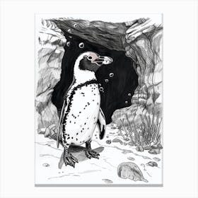 African Penguin Exploring Underwater Caves 2 Canvas Print
