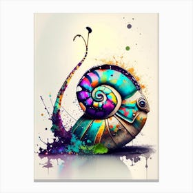 Snail With Splattered Background Patchwork Canvas Print