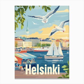 Aihrgdesign A Classic 1960s Travel Poster For Helsinki 3 Canvas Print