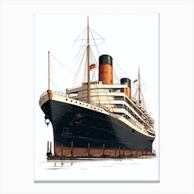 Titanic Ship Sketch Illustration 5 Canvas Print