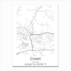 Crozet,United States Minimalist Map 1 Canvas Print