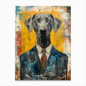 Dog In A Suit Kitsch Portrait 3 Canvas Print