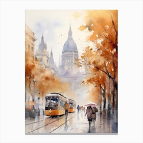 Budapest Hungary In Autumn Fall, Watercolour 2 Canvas Print