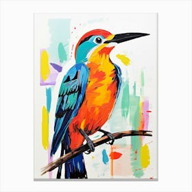 Colourful Bird Painting Woodpecker 2 Canvas Print