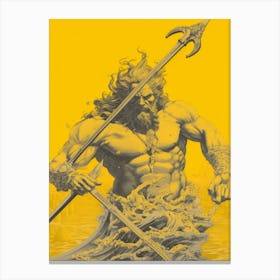  A Drawing Of Poseidon With Trident Silk Screen 3 Canvas Print