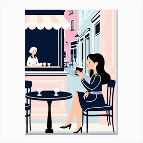 Woman At The Cafe Canvas Print