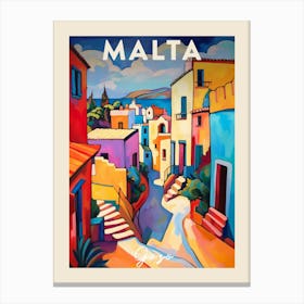 Gozo Malta 2 Fauvist Painting  Travel Poster Canvas Print