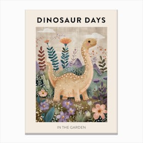 In The Garden Dinosaur Poster Canvas Print