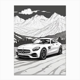 Mercedes Benz Amg Gt Snowy Mountain Drawing 3 Canvas Print