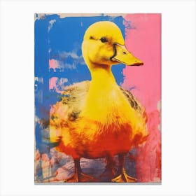 Duck Pop Art Risograph Inspired 3 Canvas Print