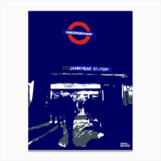 London Underground Station At Night Canvas Print