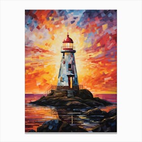 Lighthouse At Sunset 4 Canvas Print