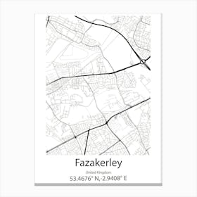 Fazakerley,United Kingdom Minimalist Map Stampe su tela