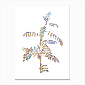 Stained Glass Flowering Indigo Plant Mosaic Botanical Illustration on White n.0230 Canvas Print