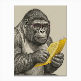 Gorilla Reading A Book 1 Canvas Print