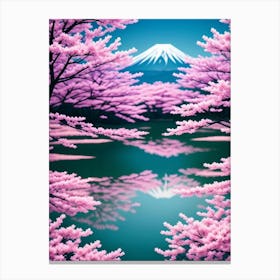 Cherry Blossoms And Mt Fuji Mount Fuji Japan Beautiful Lake Landscape Canvas Print