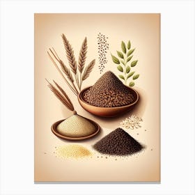 Sesame Seeds Spices And Herbs Retro Drawing 1 Canvas Print