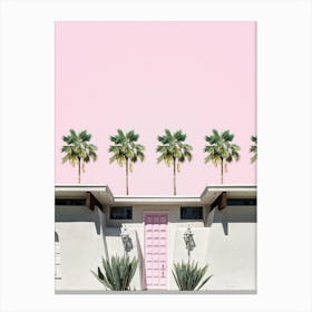 Pink Door On A Mid Century Modern Palm Springs Home Canvas Print