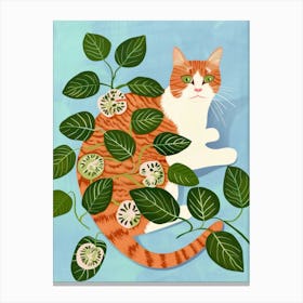 Cat And Basil Canvas Print