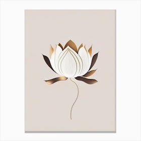 Lotus Flower In Garden Retro Minimal 1 Canvas Print