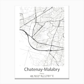 Chatenay Malabry,France Minimalist Map Canvas Print