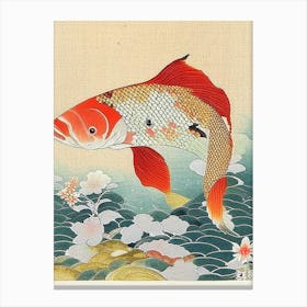 Hikari Mujimono Koi 1, Fish Ukiyo E Style Japanese Canvas Print